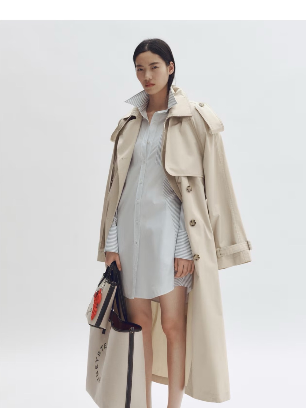 Women’s Long Beige Trench Coat - Classic Lightweight Trench